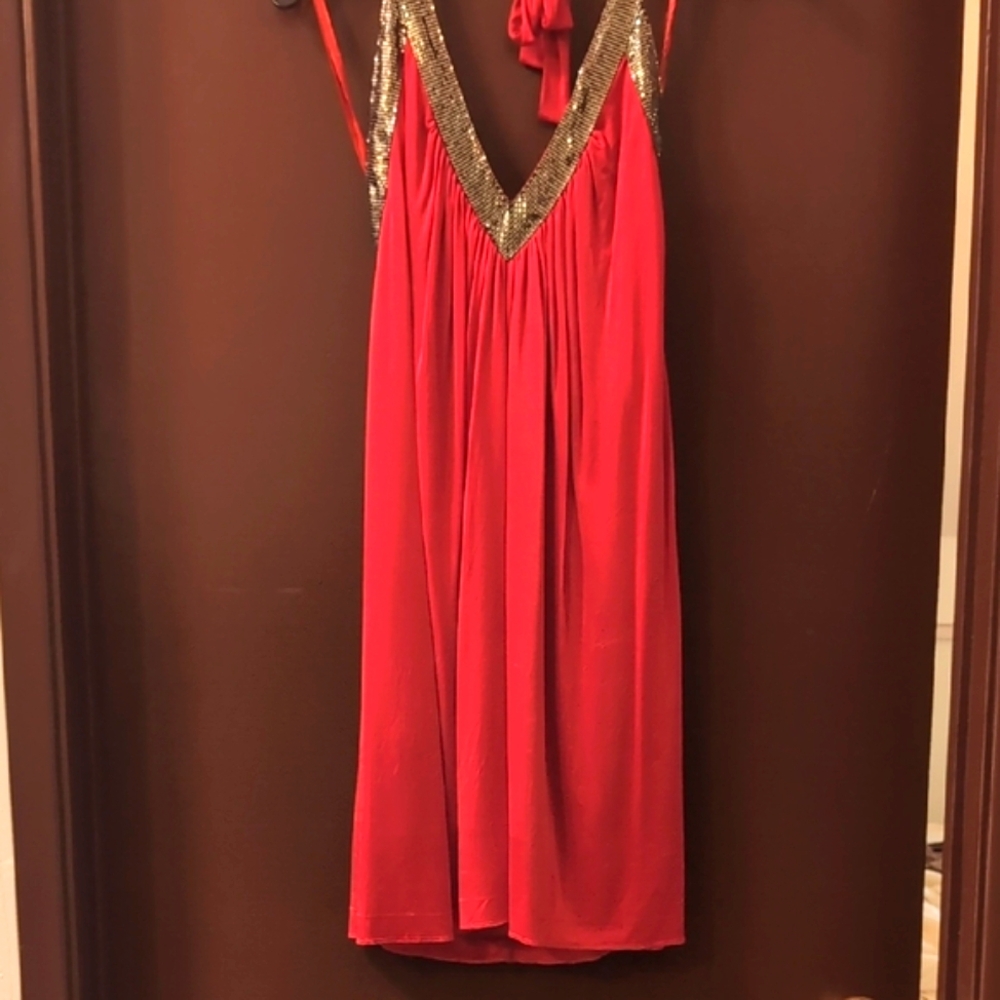 BCBGMaxAzria Red Halter Dress